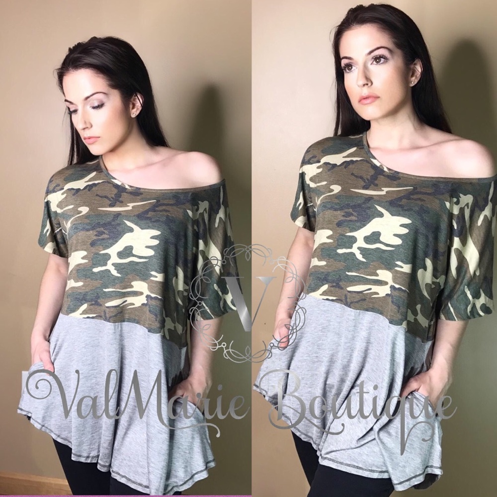 LAST 1- Color Block Camo Top - Picture 5 of 6